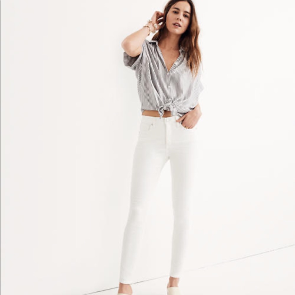 MANGO skinny white jeans buttons pockets